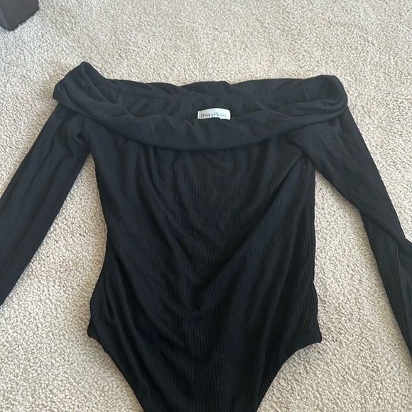 Revolve Privacy Please off the Shoulder Black Bodysuit - Picture 1 of 3